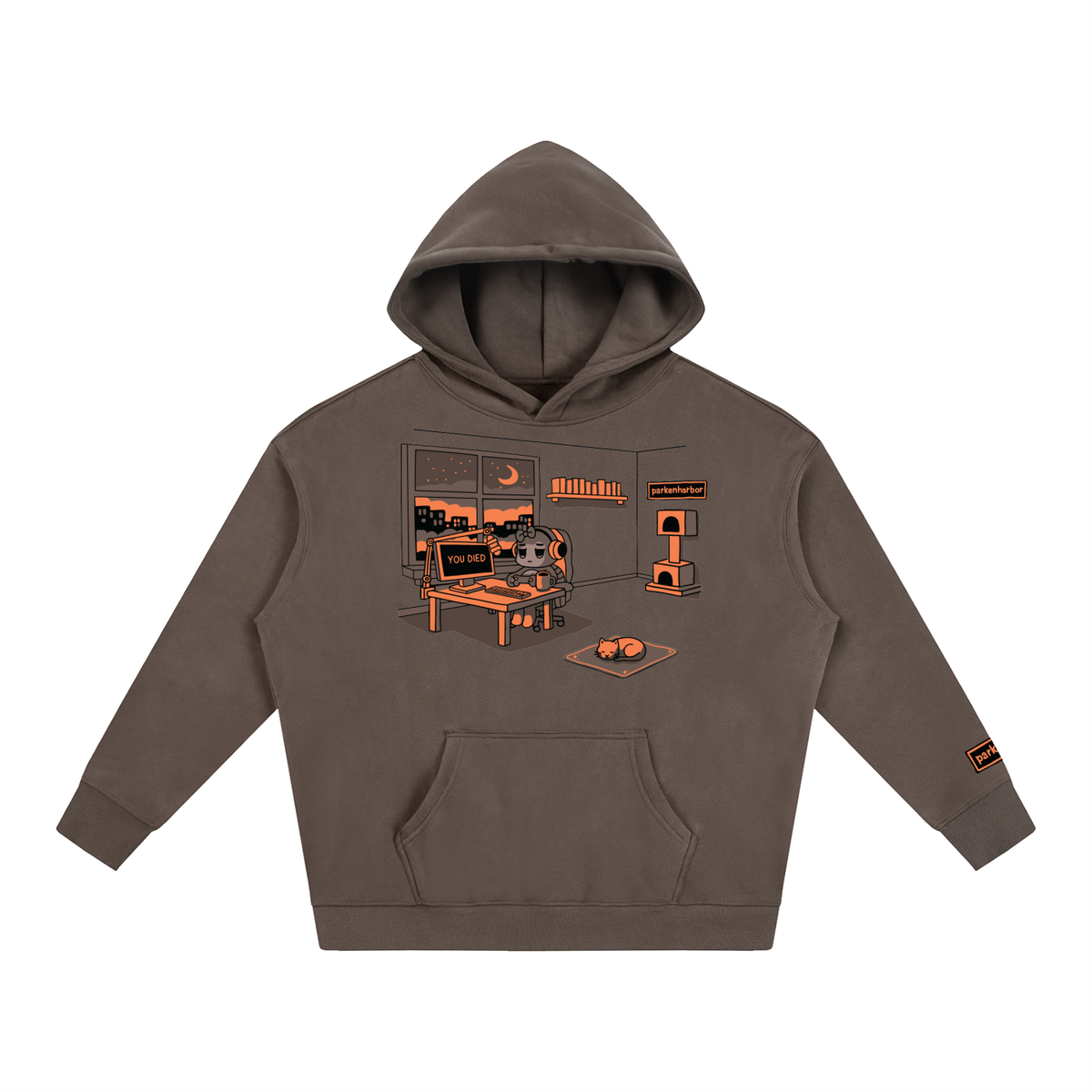 parkenharbor - Oversized Fleece Hoodie - Orange Bedroom - TantrumCollectibles.com