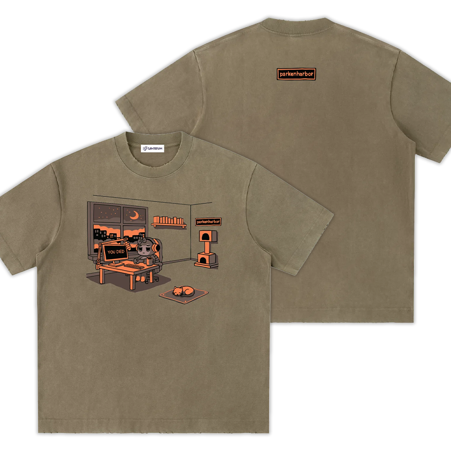 parkenharbor - Heavyweight Frayed Tee - Orange Bedroom - TantrumCollectibles.com