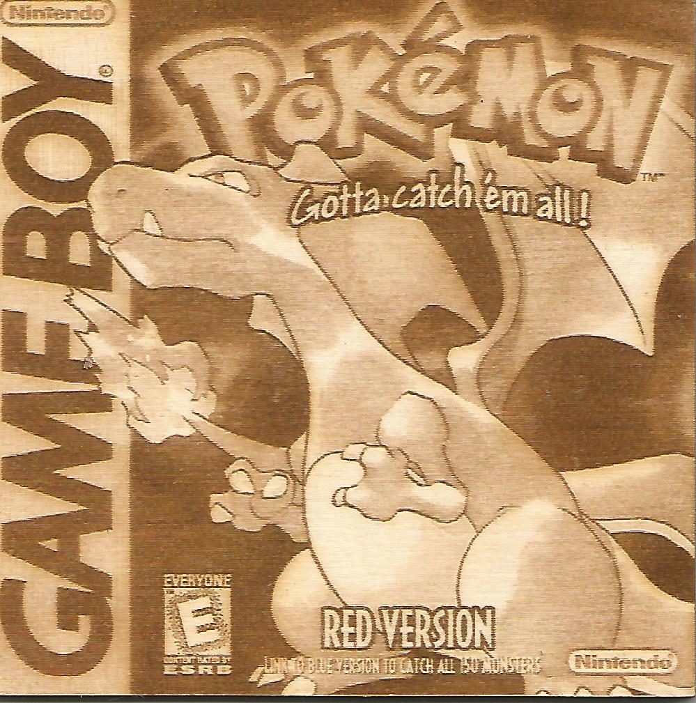 Pokemon - Pokemon Red Version Wooden Game Boy Cover Art - TantrumCollectibles.com
