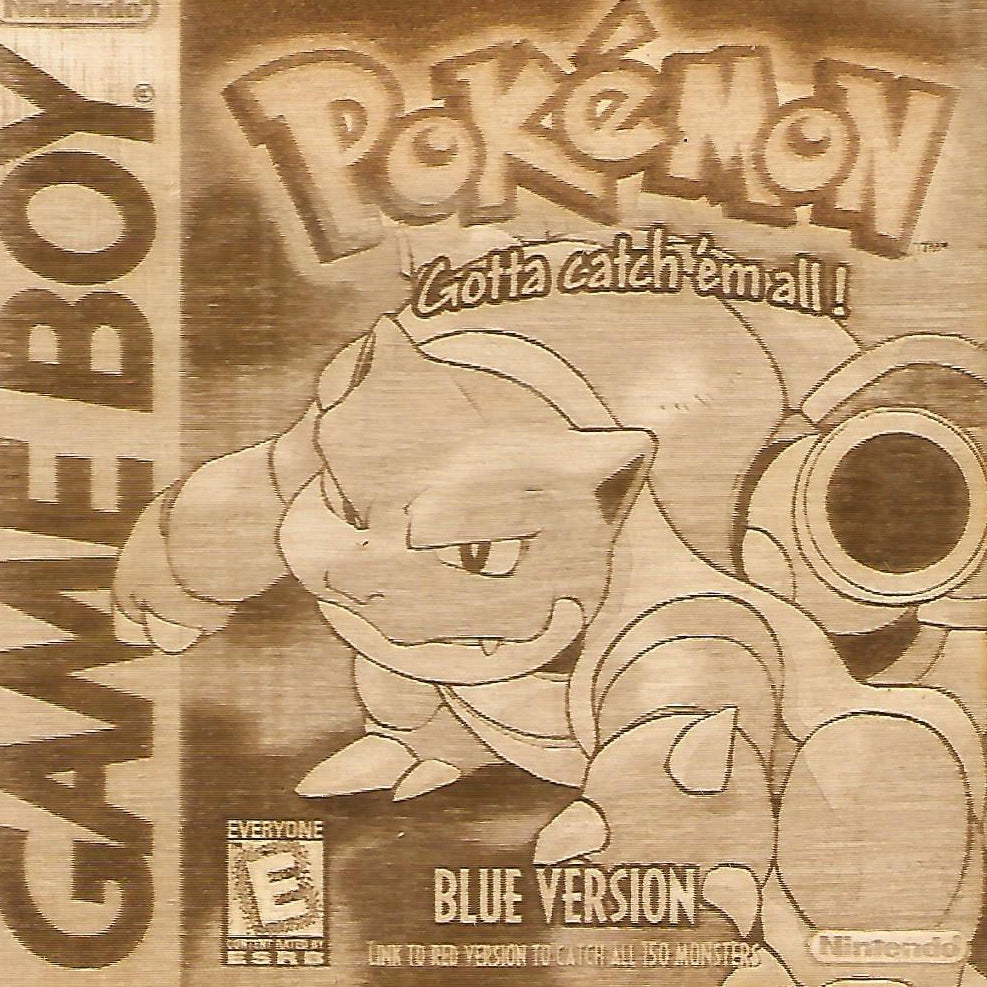 Pokemon - Pokemon Blue Version Wooden Game Boy Cover Art - TantrumCollectibles.com
