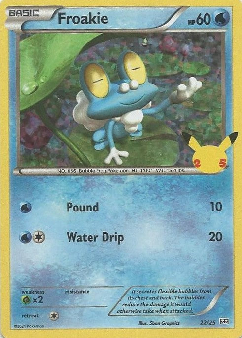 Pokemon Trading Card- Froakie- (Foil Holo 25th Anniversary McDonald's Promo 2021) - TantrumCollectibles.com