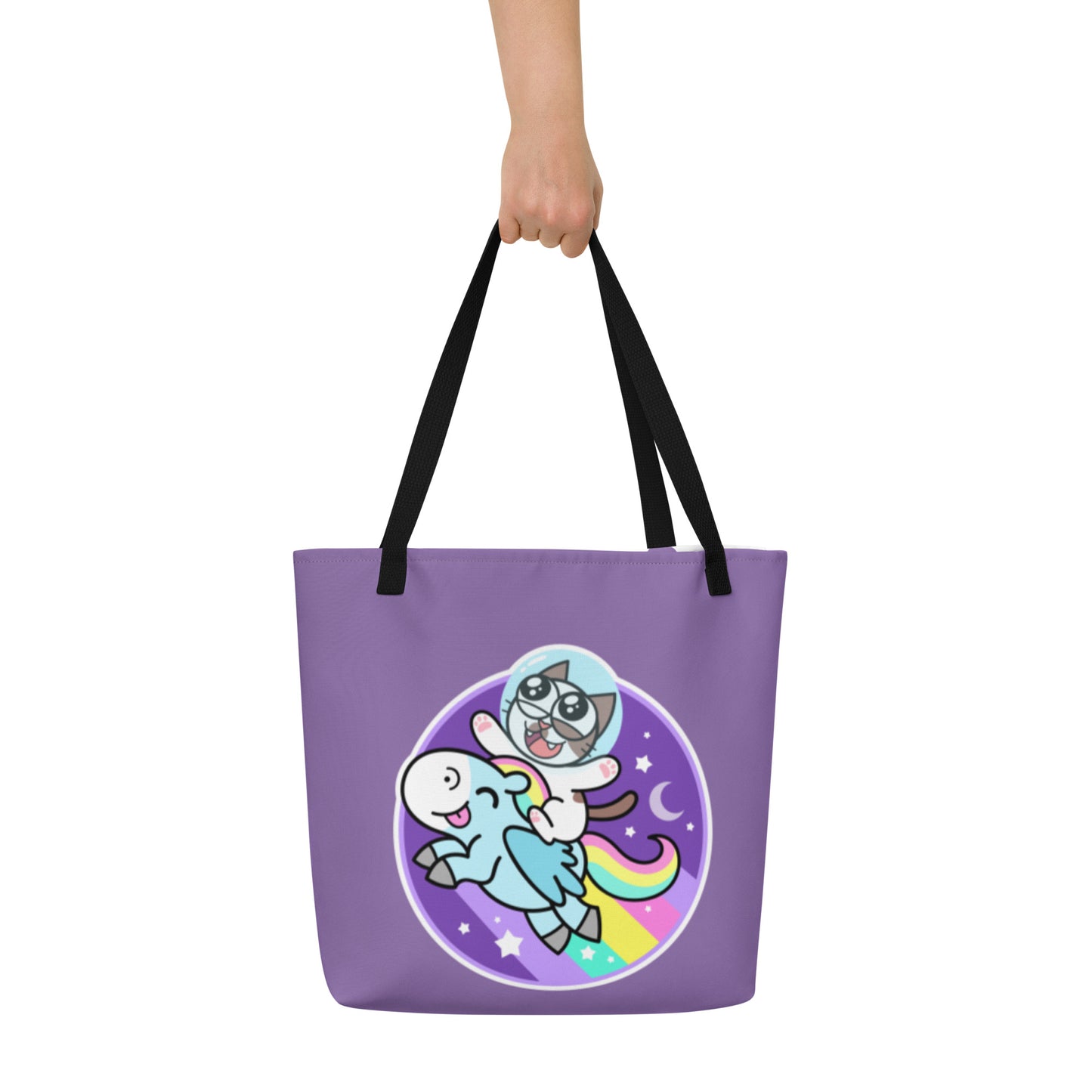 Frankthepegasus - All-Over Print Large Tote Bag - Joyride Through The Constellation!