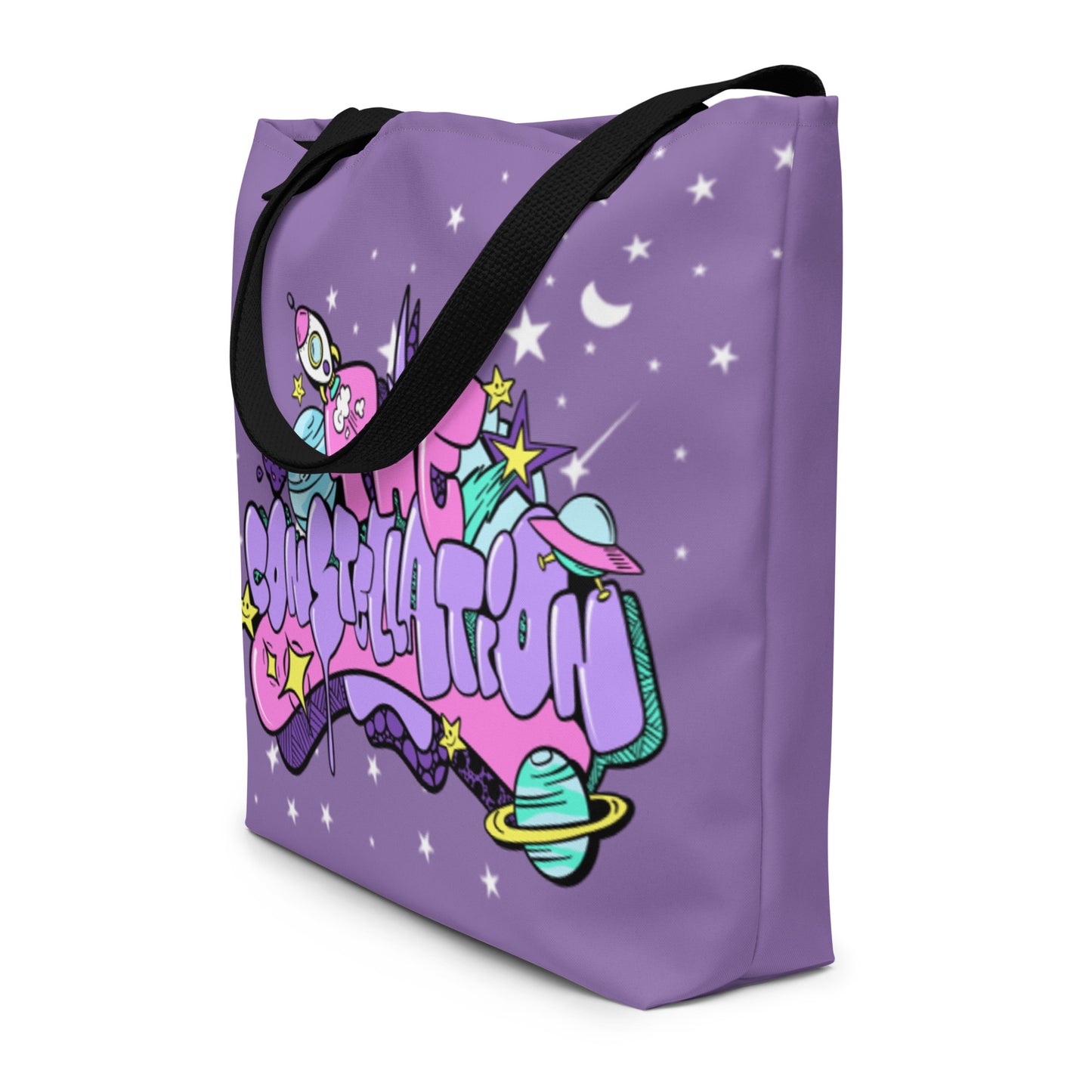 Frankthepegasus - All-Over Print Large Tote Bag - Constellation with Stars