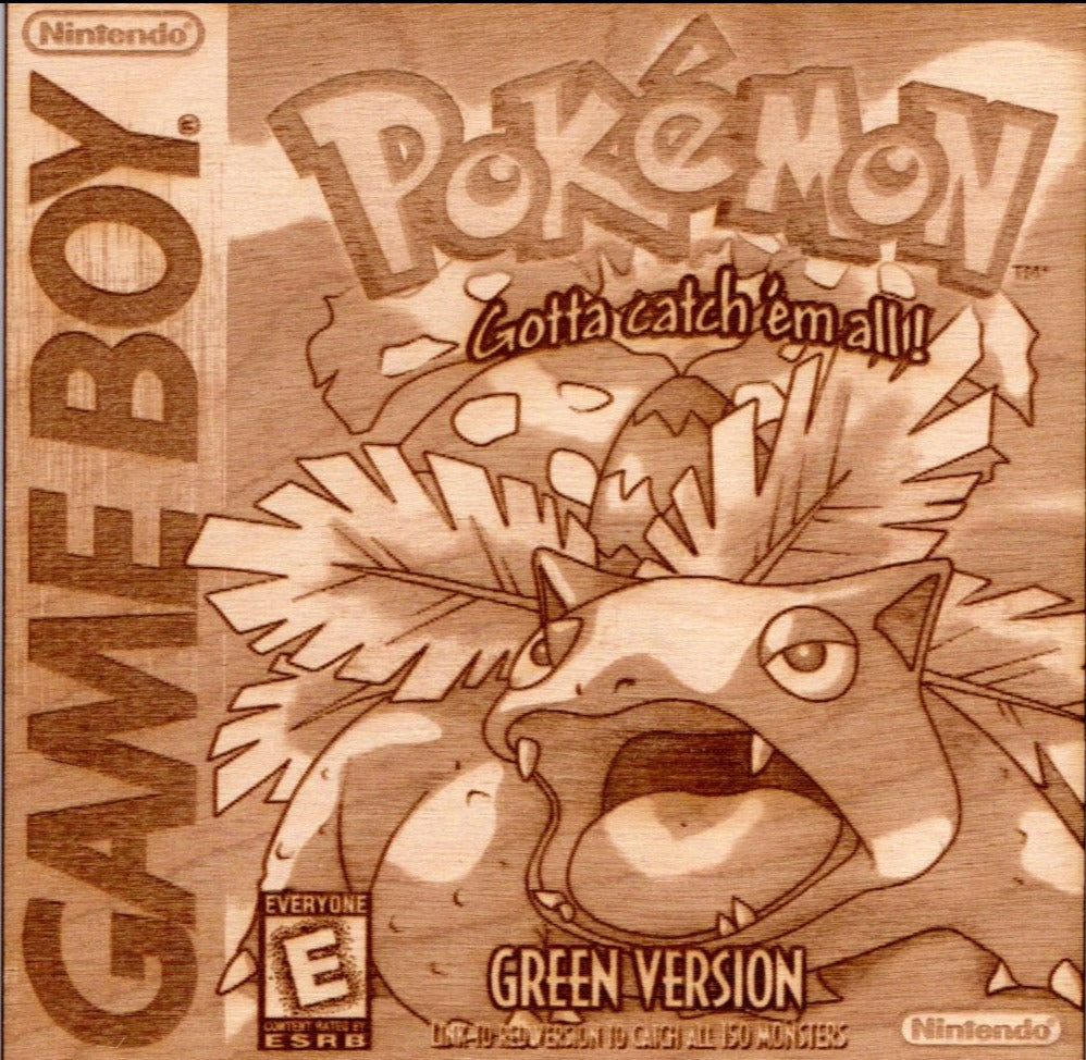 Pokemon - Pokemon Green Version Wooden Game Boy Cover Art