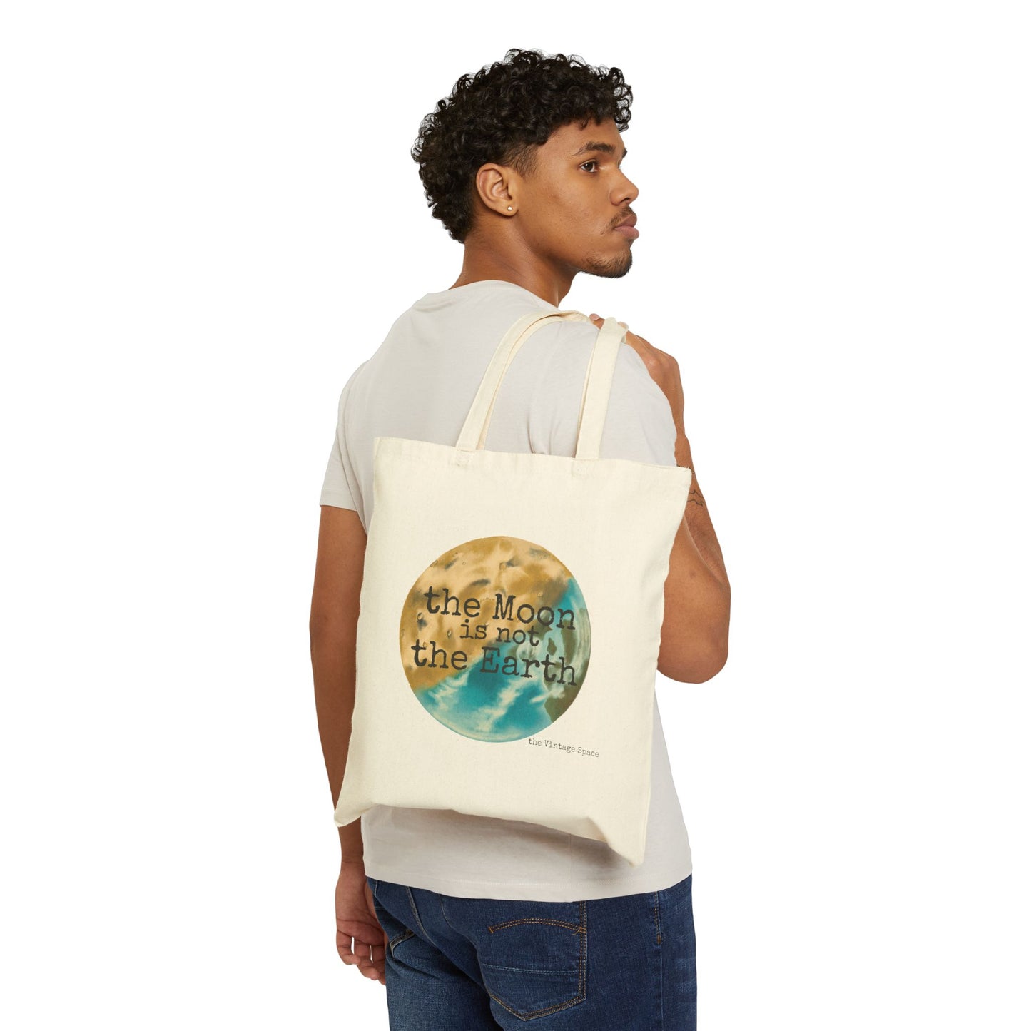 The Vintage Space - Cotton Canvas Tote Bag - The Moon is Not The Earth