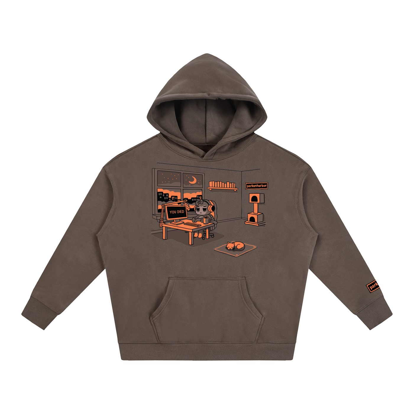 parkenharbor - Oversized Fleece Hoodie - Orange Bedroom - TantrumCollectibles.com