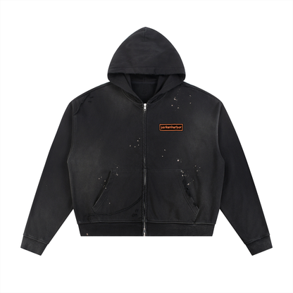 parkenharbor - Sun Fade Frayed Fleece Zip Hoodie - Orange Bedroom - TantrumCollectibles.com