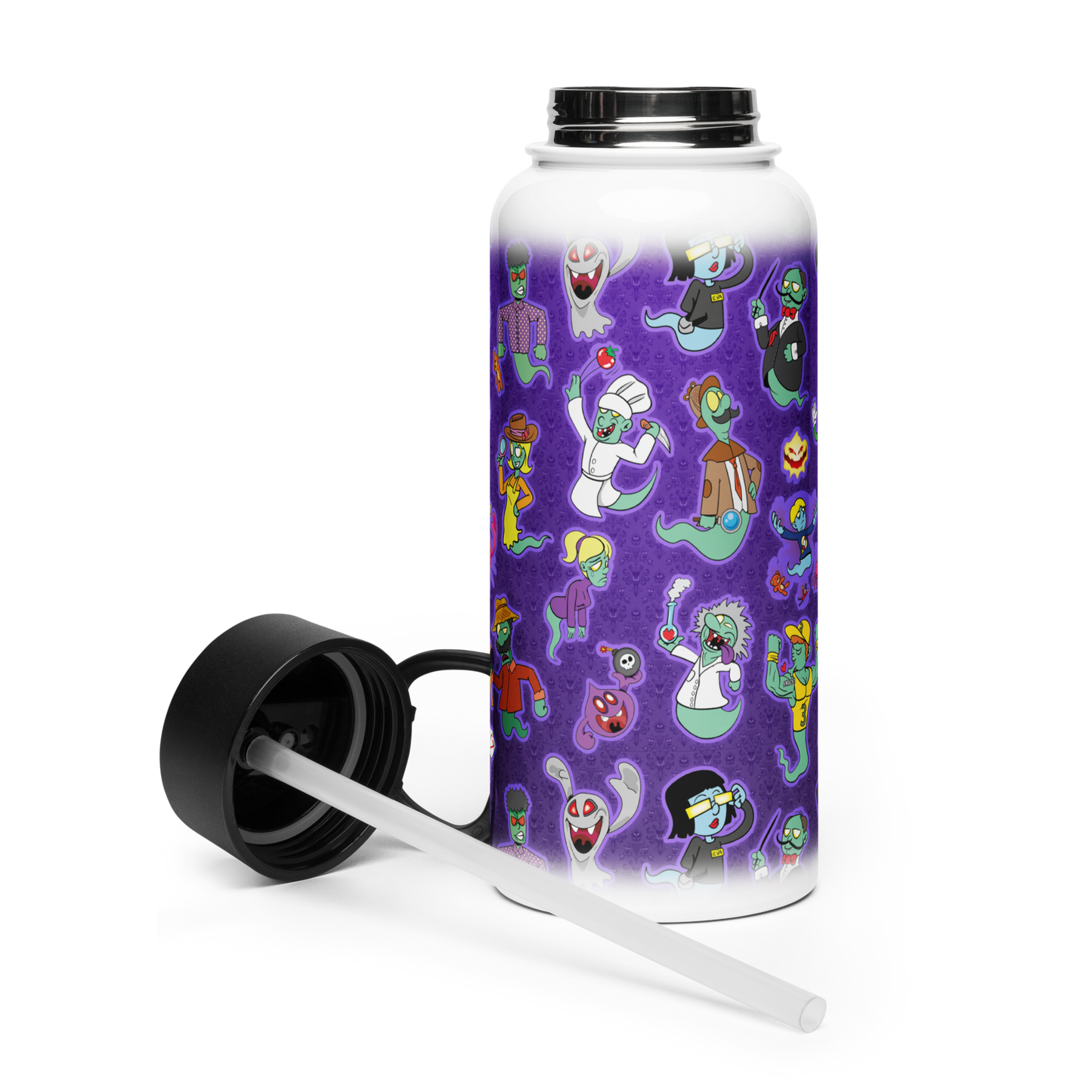 ZakPak - Stainless Steel Water Bottle with a Straw Lid - Ghost Pattern - TantrumCollectibles.com