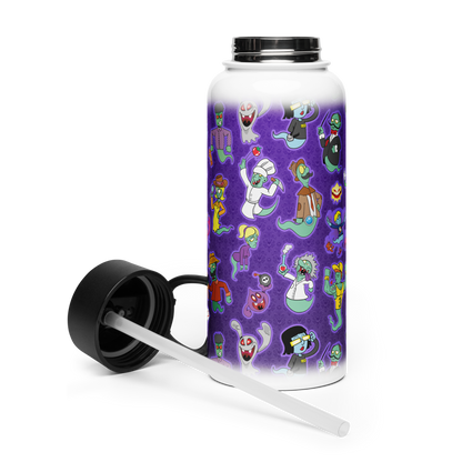 ZakPak - Stainless Steel Water Bottle with a Straw Lid - Ghost Pattern - TantrumCollectibles.com