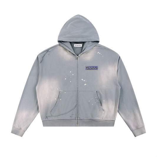 parkenharbor - Sun Fade Frayed Fleece Zip Hoodie - Bedroom (Green) - TantrumCollectibles.com