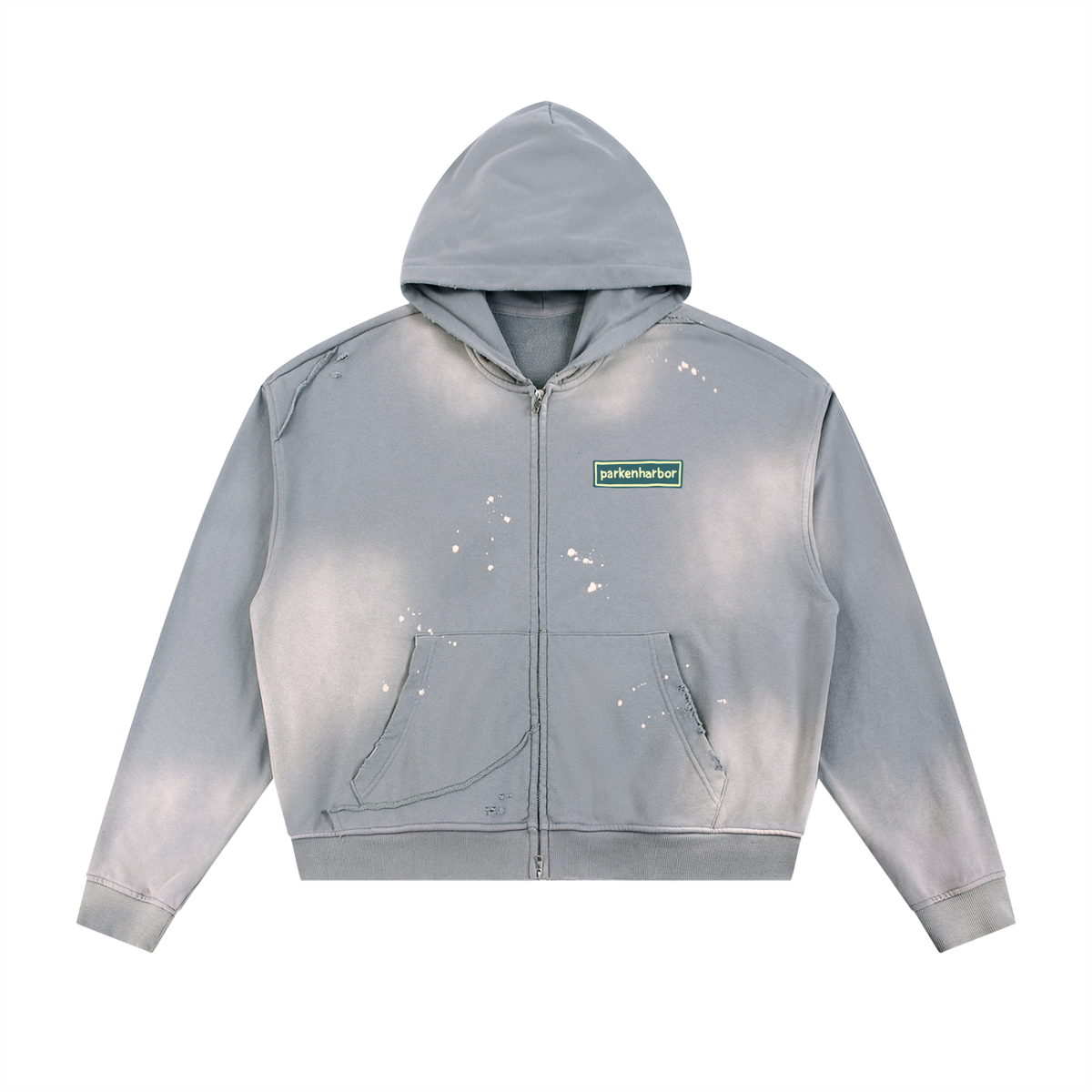 parkenharbor - Sun Fade Frayed Fleece Zip Hoodie - Green Bedroom - TantrumCollectibles.com