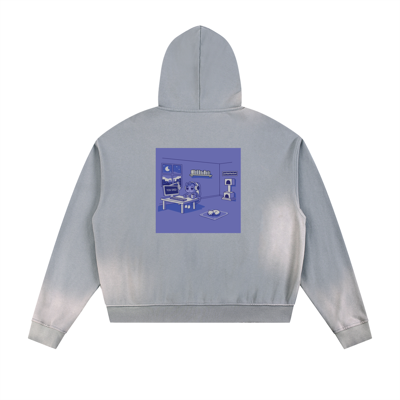 parkenharbor - Sun Fade Frayed Fleece Zip Hoodie - Bedroom (Purple) - TantrumCollectibles.com