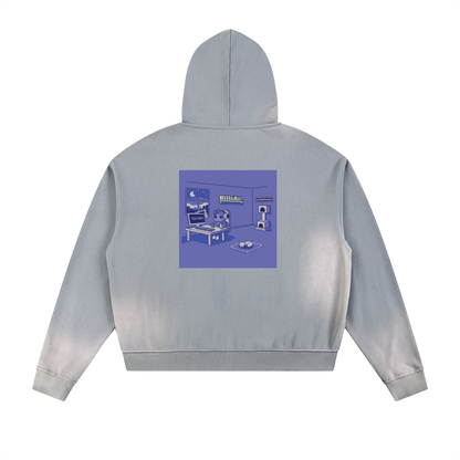 parkenharbor - Sun Fade Frayed Fleece Zip Hoodie - Bedroom (Purple) - TantrumCollectibles.com