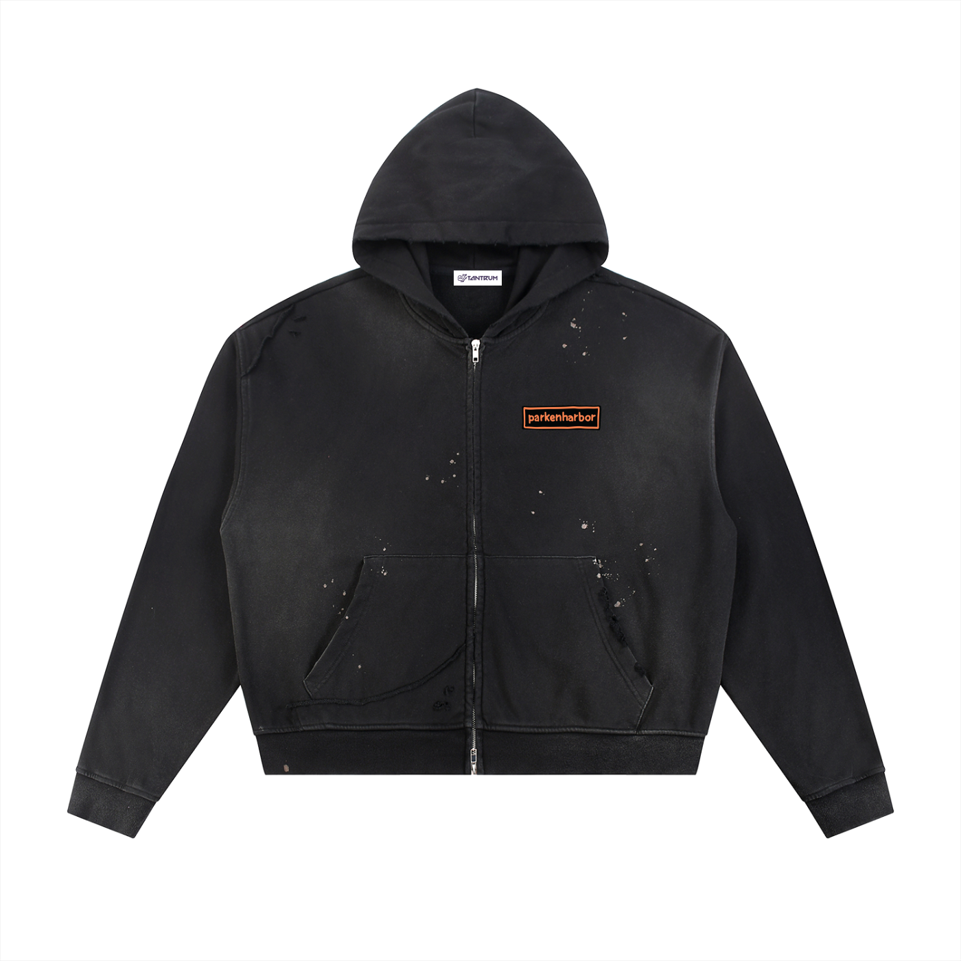 parkenharbor - Sun Fade Frayed Fleece Zip Hoodie - Orange Bedroom - TantrumCollectibles.com