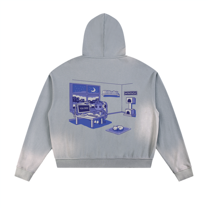 parkenharbor - Sun Fade Frayed Fleece Zip Hoodie - Purple Bedroom - TantrumCollectibles.com