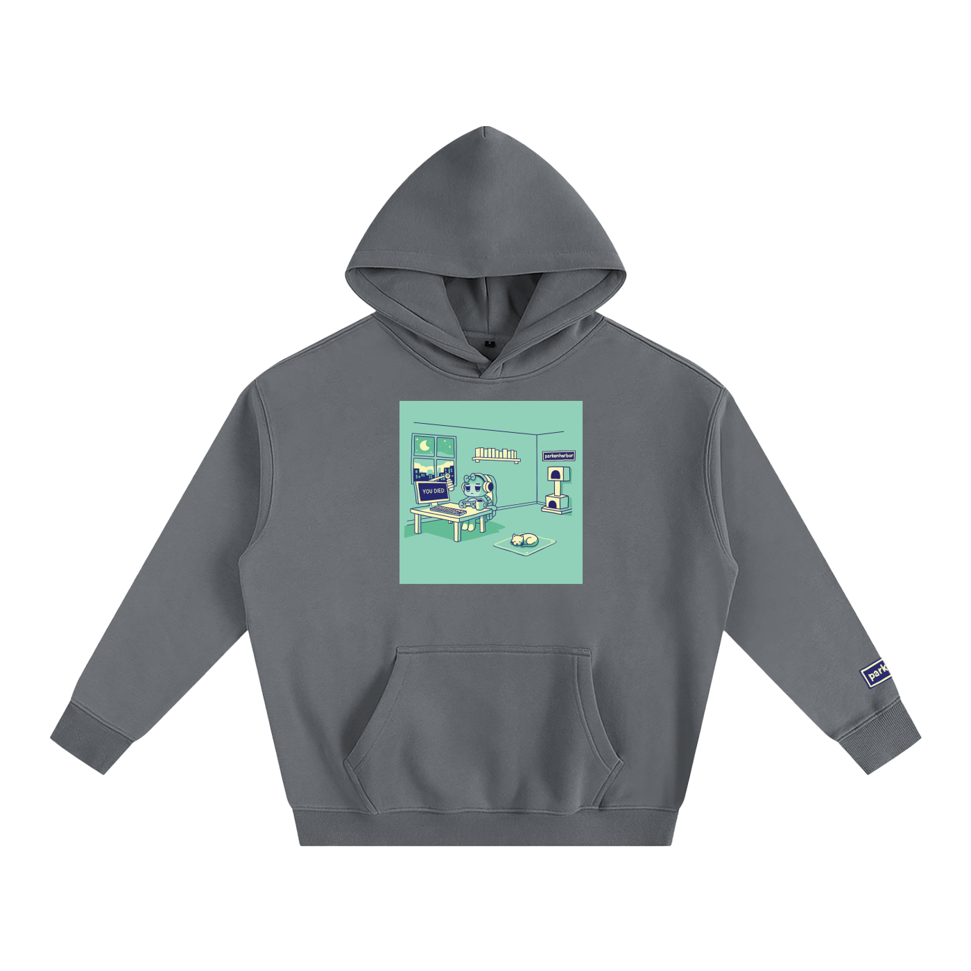parkenharbor - Oversized Fleece Hoodie - Bedroom (Green) - TantrumCollectibles.com