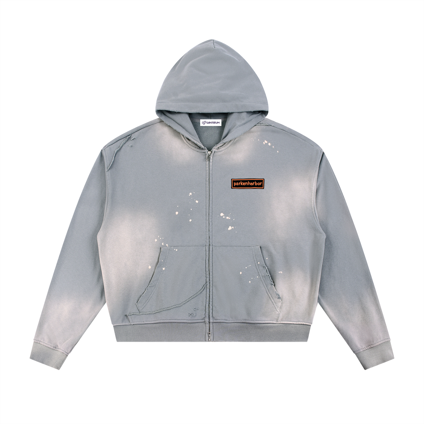 parkenharbor - Sun Fade Frayed Fleece Zip Hoodie - Bedroom (Orange) - TantrumCollectibles.com
