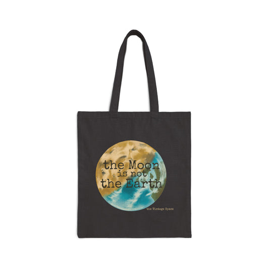 The Vintage Space - Cotton Canvas Tote Bag - The Moon is Not The Earth
