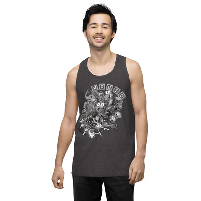 V0oid - Men’s Premium Tank Top - Greyscale Animal Friends