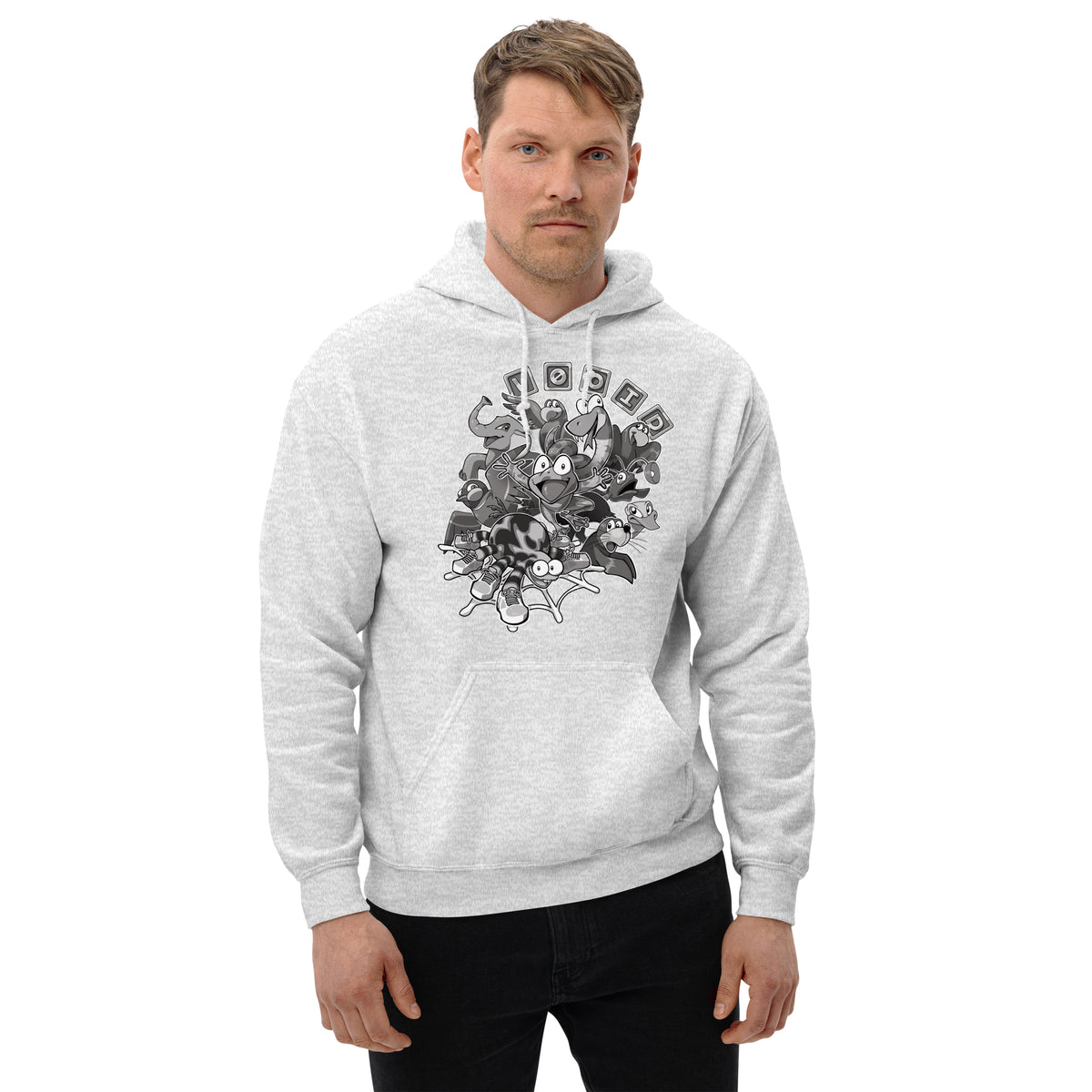 V0oid - Unisex Hoodie - Greyscale Animal Friends