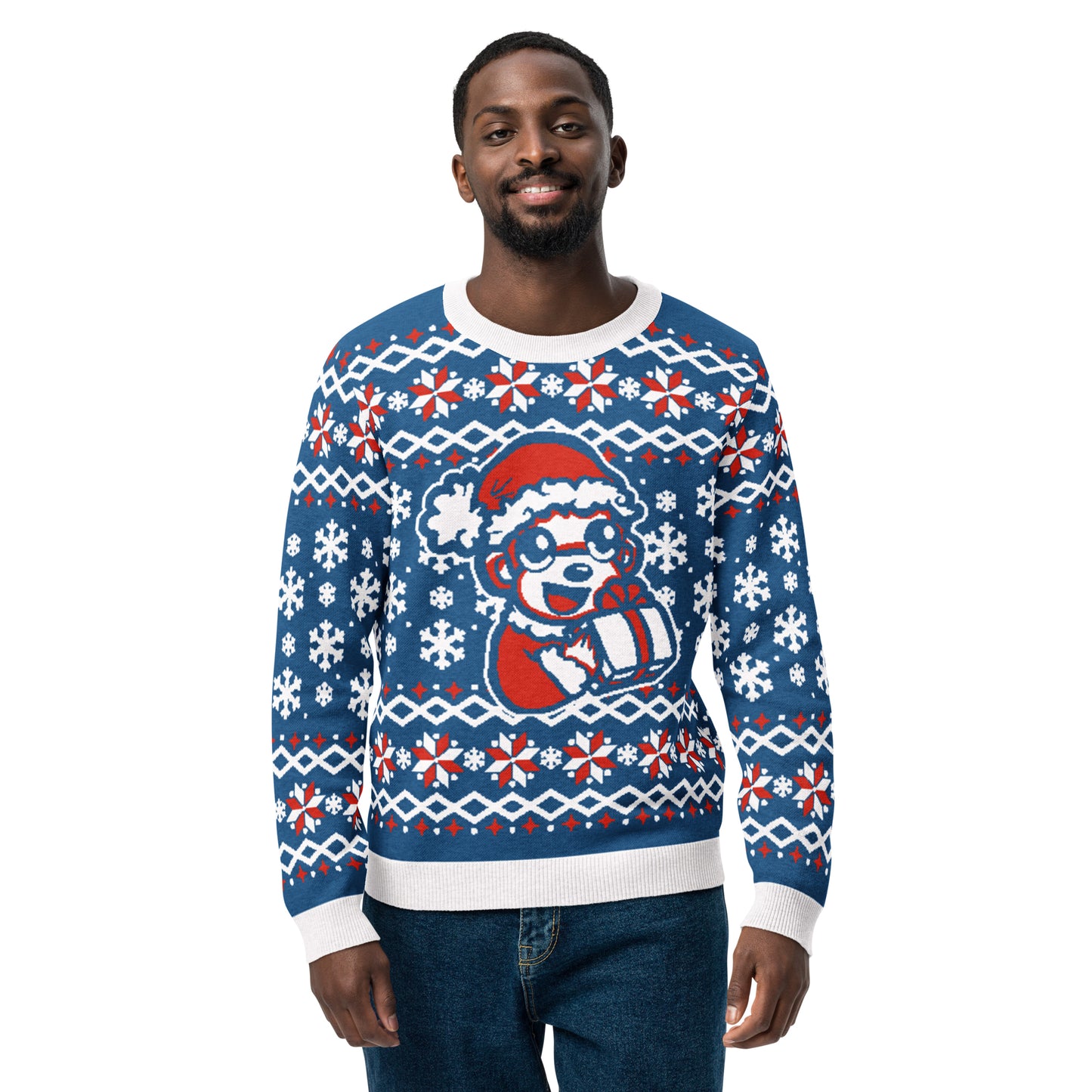 Fcoughlin - Knitted Holiday Sweater - Holiday Present (Blue/Red)