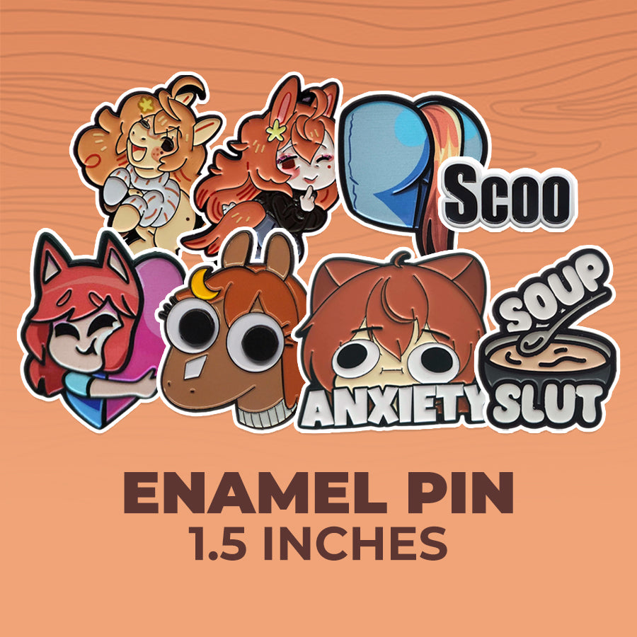 Lucah - Enamel Pins - Googly Eyes, Scoo, Chibi, Heart, Anxiety, Butt, & Soup Slut - TantrumCollectibles.com