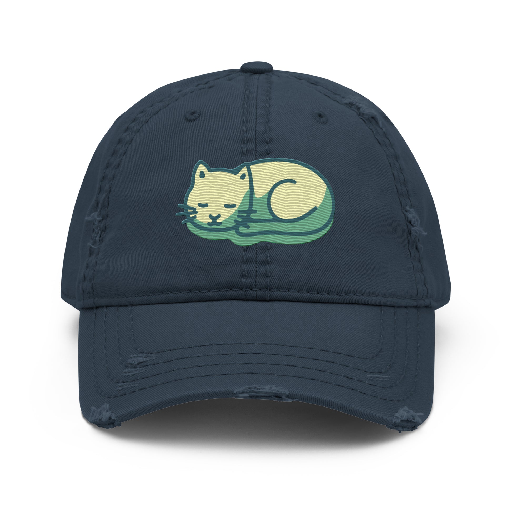 parkenharbor - Distressed Dad Hat - Green Headphones & Cat - TantrumCollectibles.com