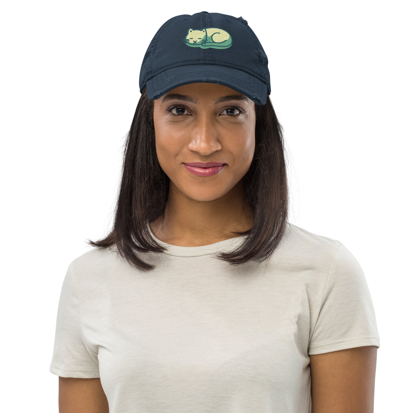 parkenharbor - Distressed Dad Hat - Green Headphones & Cat - TantrumCollectibles.com