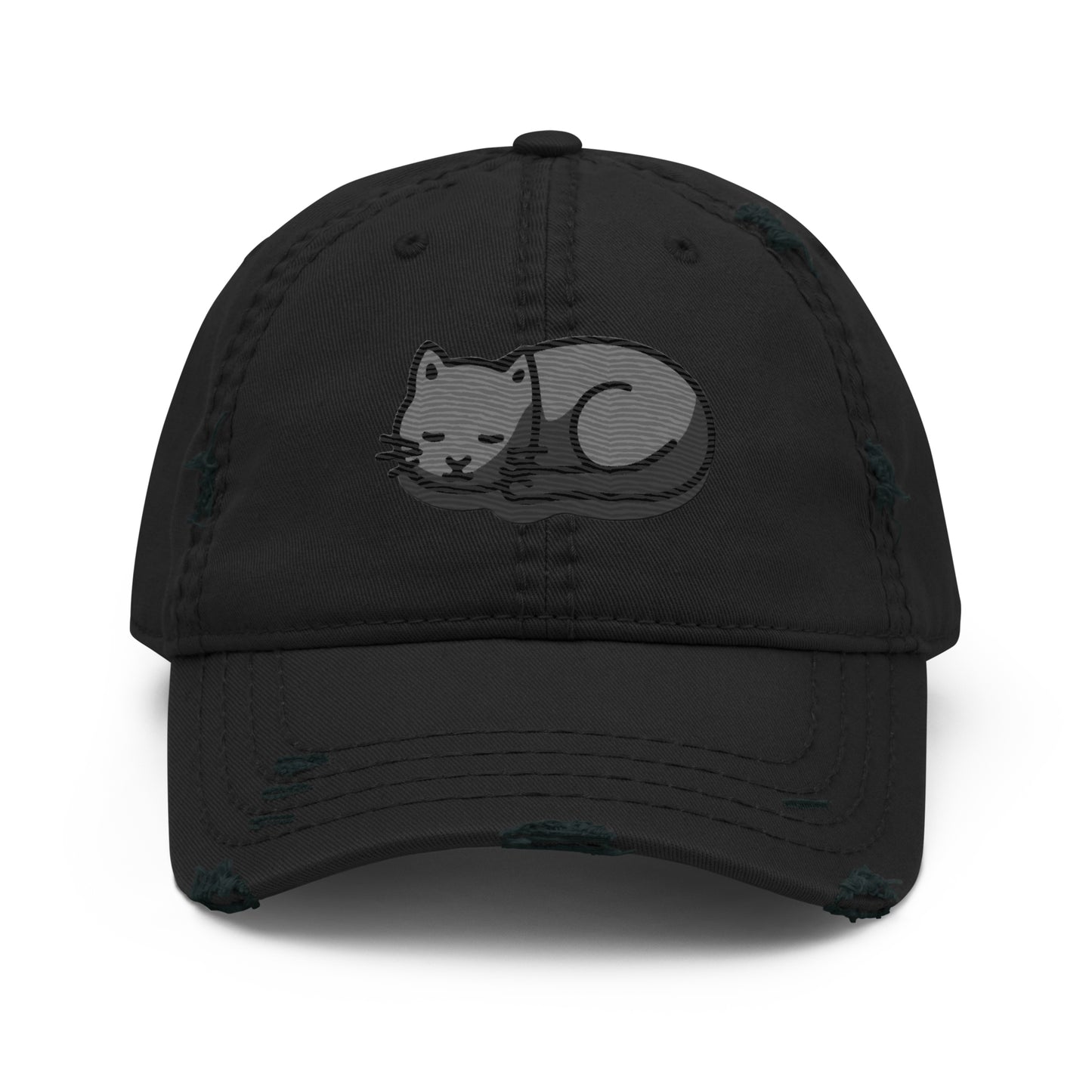 parkenharbor - Distressed Dad Hat - Grey Headphones & Cat - TantrumCollectibles.com
