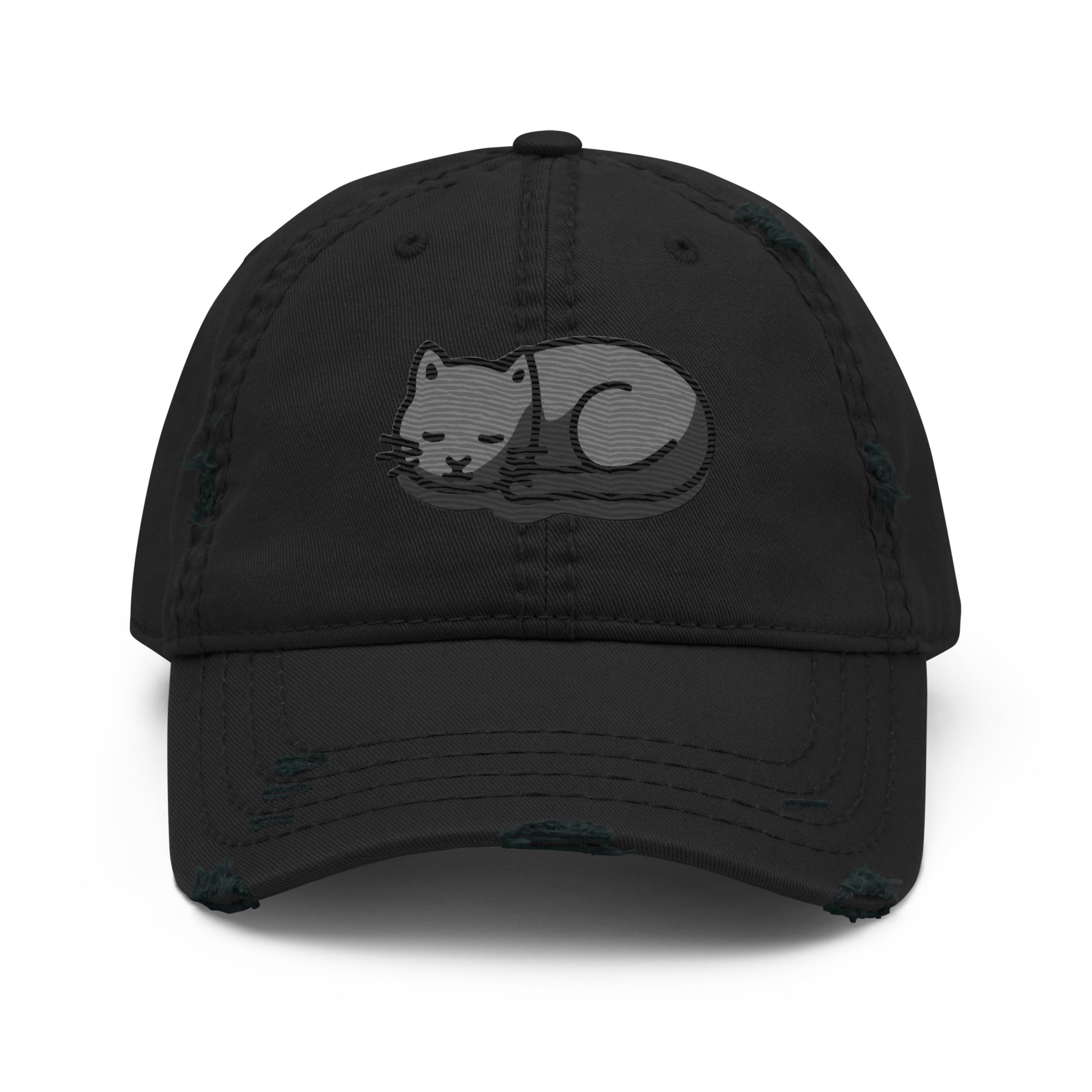 parkenharbor - Distressed Dad Hat - Grey Headphones & Cat - TantrumCollectibles.com