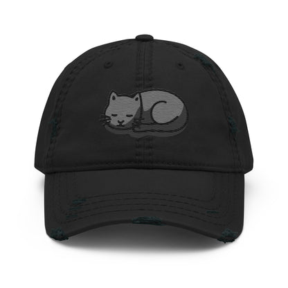 parkenharbor - Distressed Dad Hat - Grey Headphones & Cat - TantrumCollectibles.com