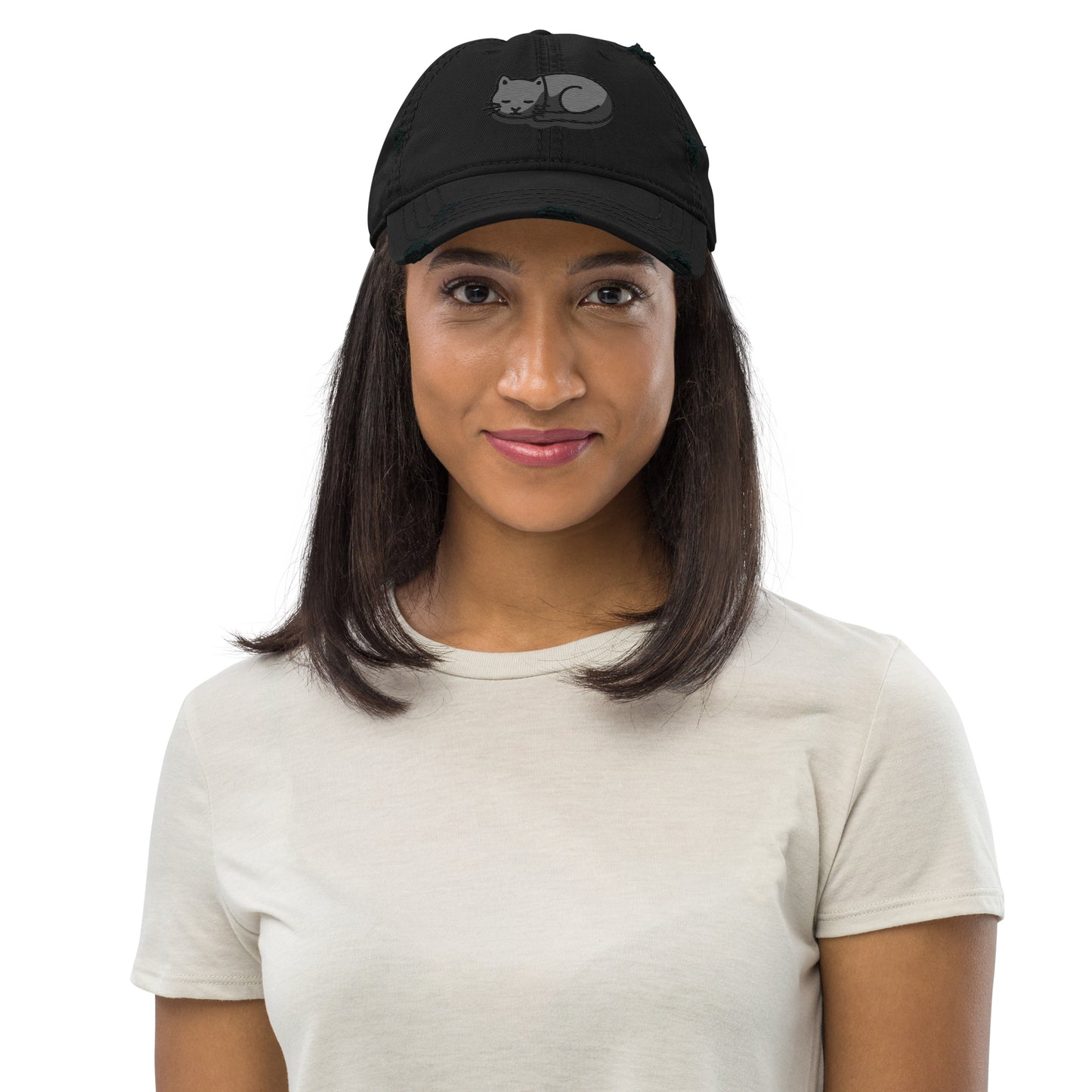 parkenharbor - Distressed Dad Hat - Grey Headphones & Cat - TantrumCollectibles.com