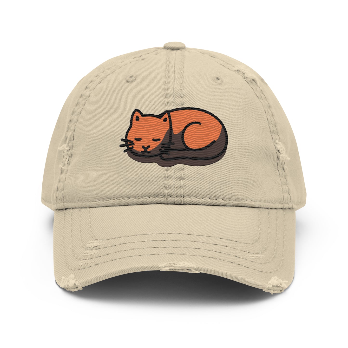 parkenharbor - Distressed Dad Hat - Orange Headphones & Cat - TantrumCollectibles.com