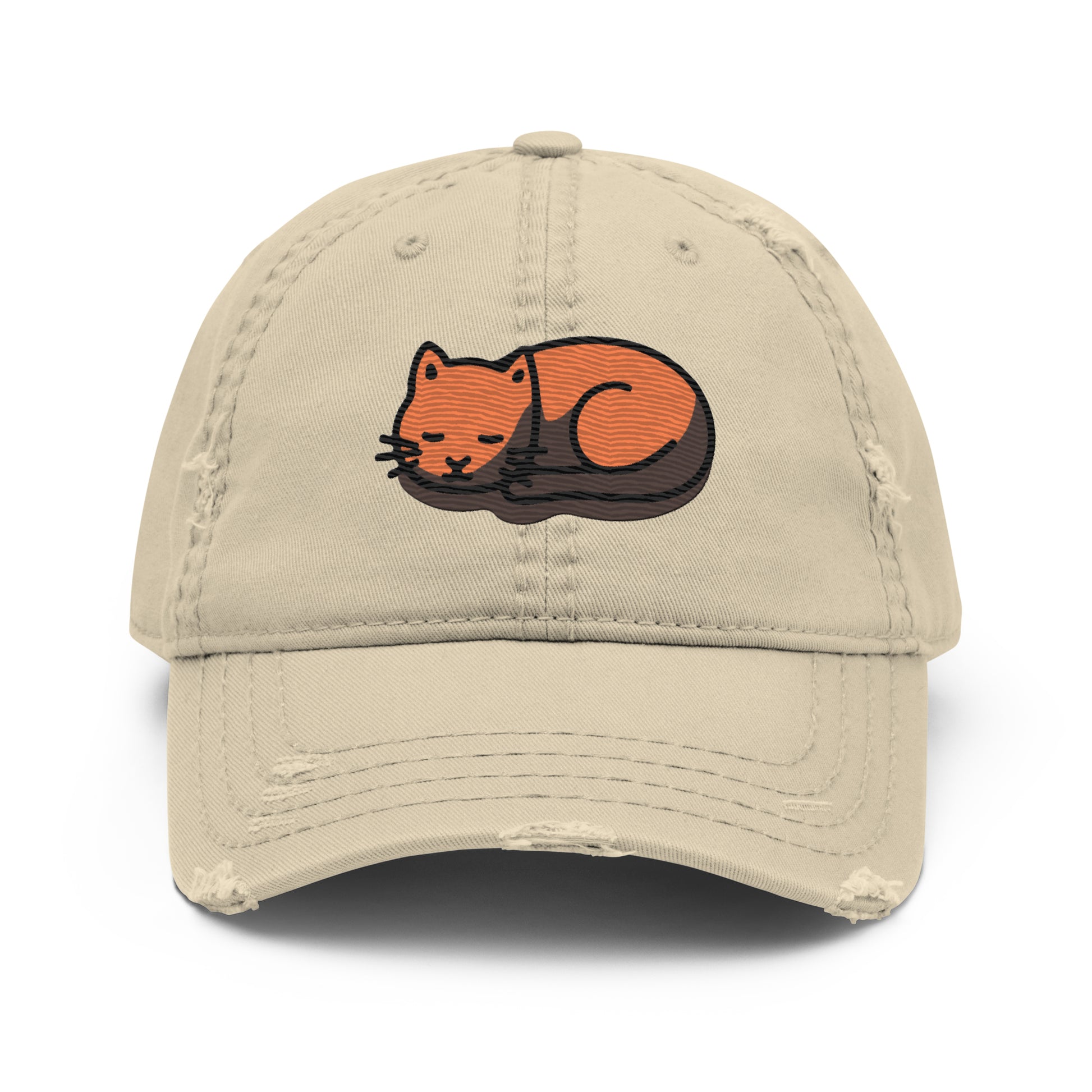 parkenharbor - Distressed Dad Hat - Orange Headphones & Cat - TantrumCollectibles.com