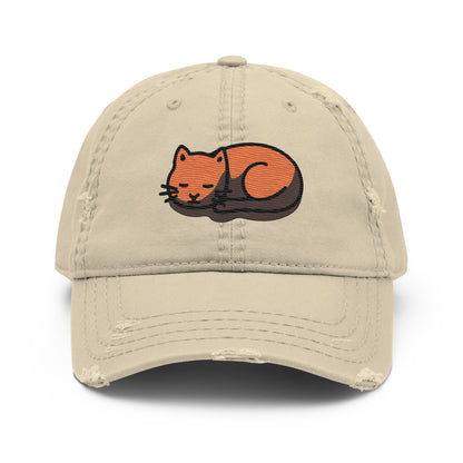 parkenharbor - Distressed Dad Hat - Orange Headphones & Cat - TantrumCollectibles.com