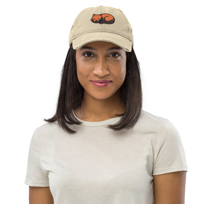 parkenharbor - Distressed Dad Hat - Orange Headphones & Cat - TantrumCollectibles.com