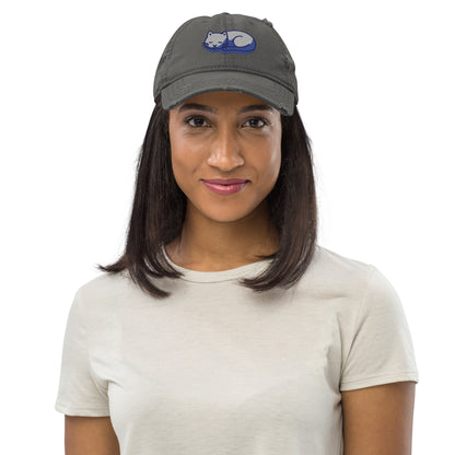 parkenharbor - Distressed Dad Hat - Purple Headphones & Cat - TantrumCollectibles.com