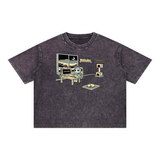 parkenharbor - Dark Mineral Wash Boxy Tee - Bedroom (Beige) - TantrumCollectibles.com