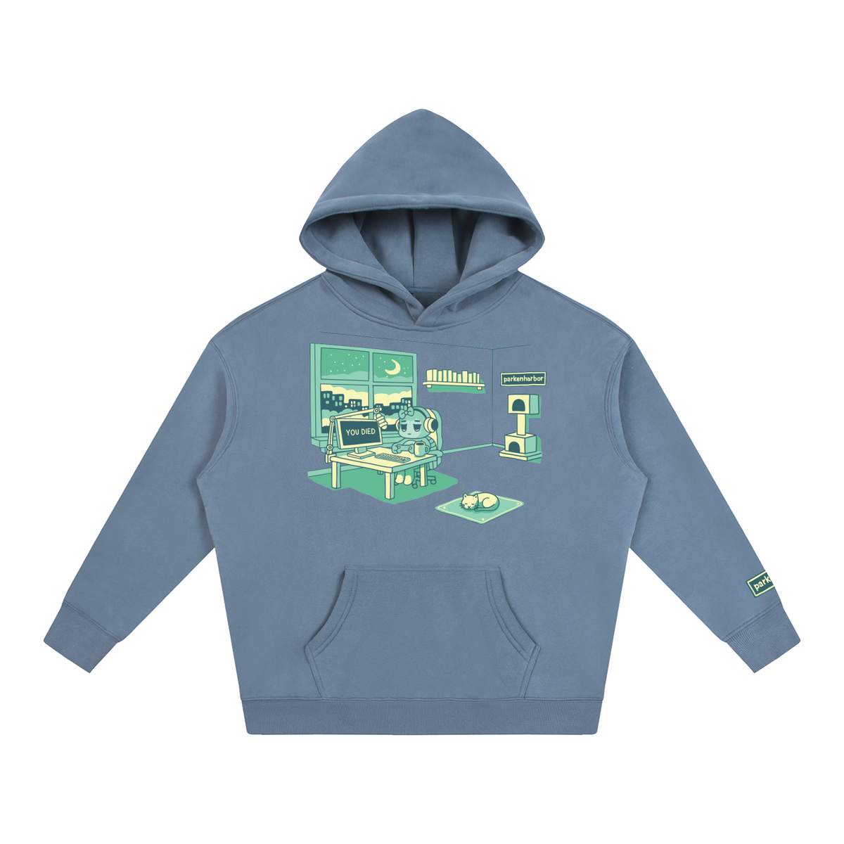 parkenharbor - Oversized Fleece Hoodie - Green Bedroom - TantrumCollectibles.com