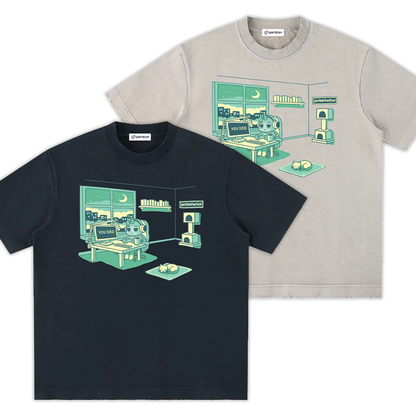 parkenharbor - Heavyweight Frayed Tee - Green Bedroom - TantrumCollectibles.com
