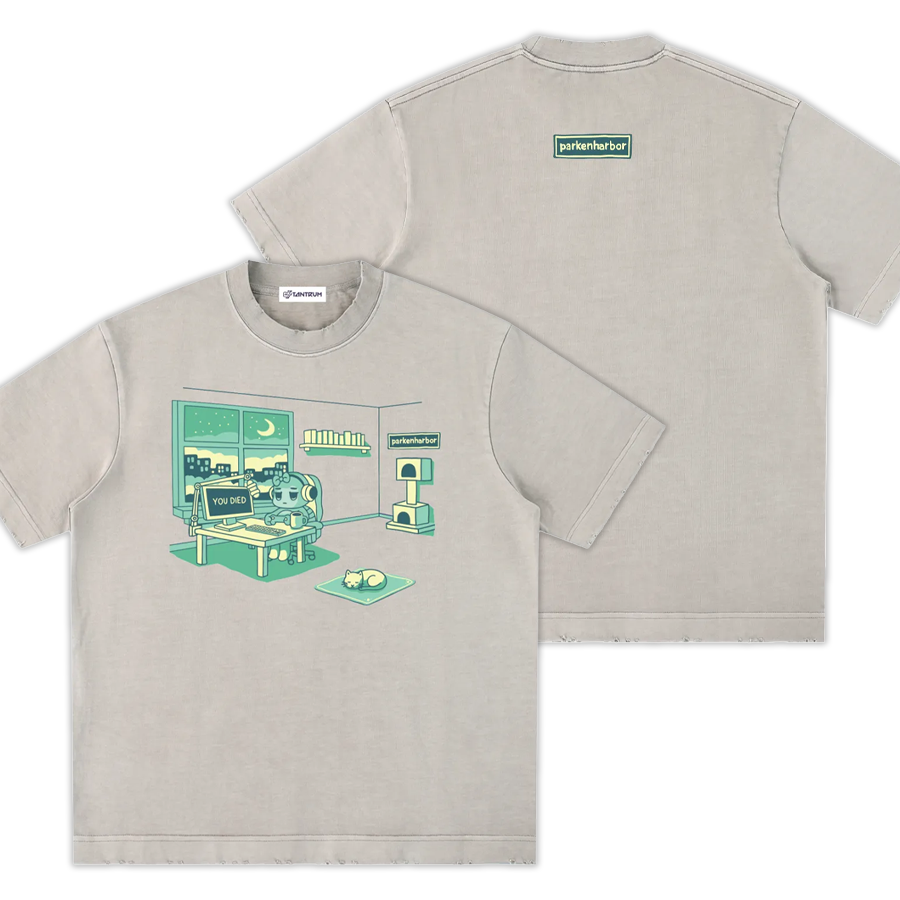 parkenharbor - Heavyweight Frayed Tee - Green Bedroom - TantrumCollectibles.com