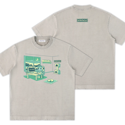 parkenharbor - Heavyweight Frayed Tee - Green Bedroom - TantrumCollectibles.com