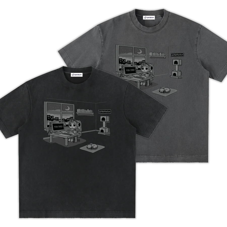 parkenharbor - Heavyweight Frayed Tee - Grey Bedroom - TantrumCollectibles.com