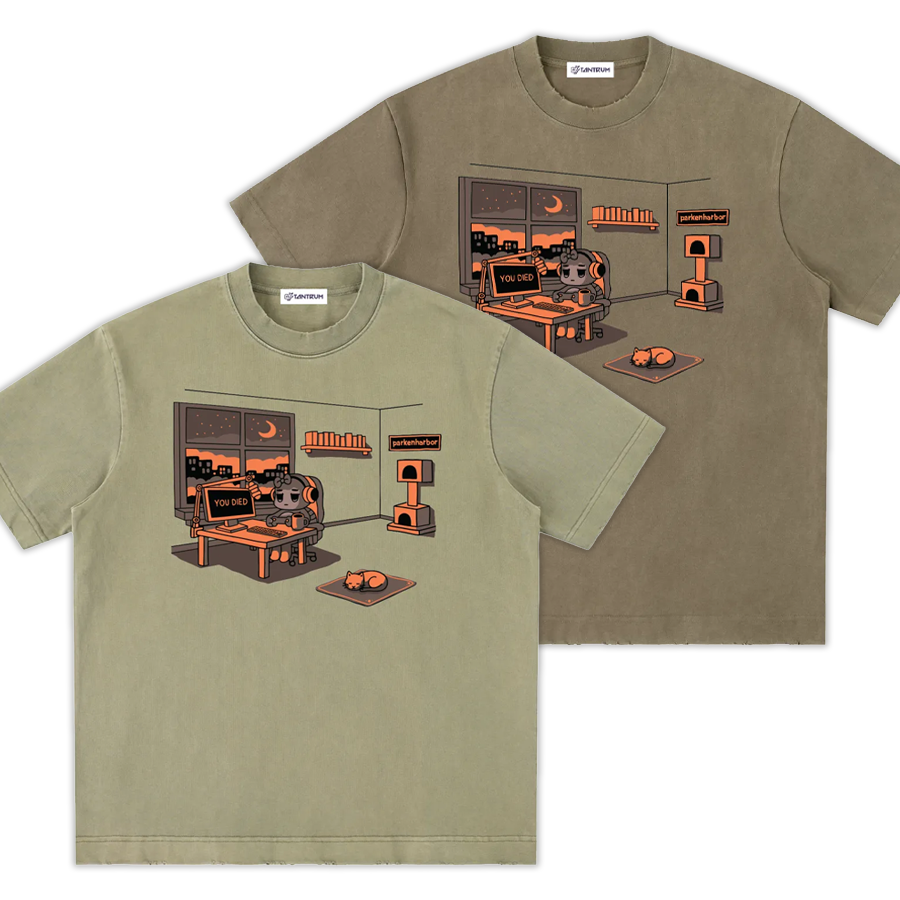 parkenharbor - Heavyweight Frayed Tee - Orange Bedroom - TantrumCollectibles.com