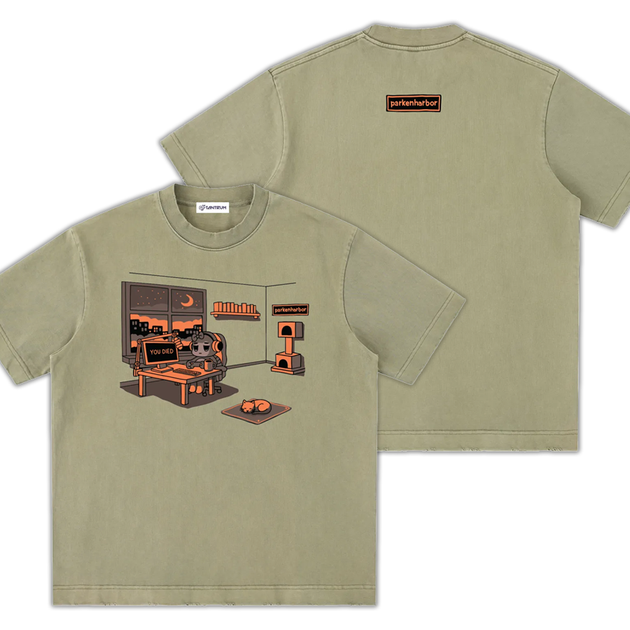 parkenharbor - Heavyweight Frayed Tee - Orange Bedroom - TantrumCollectibles.com