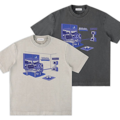 parkenharbor - Heavyweight Frayed Tee - Purple Bedroom - TantrumCollectibles.com