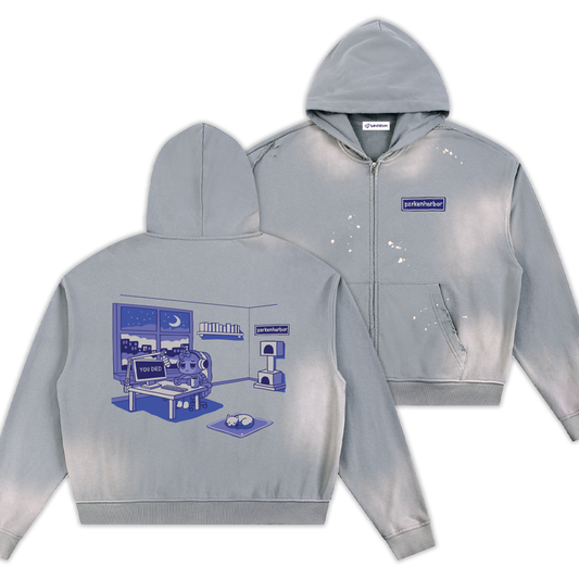 parkenharbor - Sun Fade Frayed Fleece Zip Hoodie - Purple Bedroom - TantrumCollectibles.com