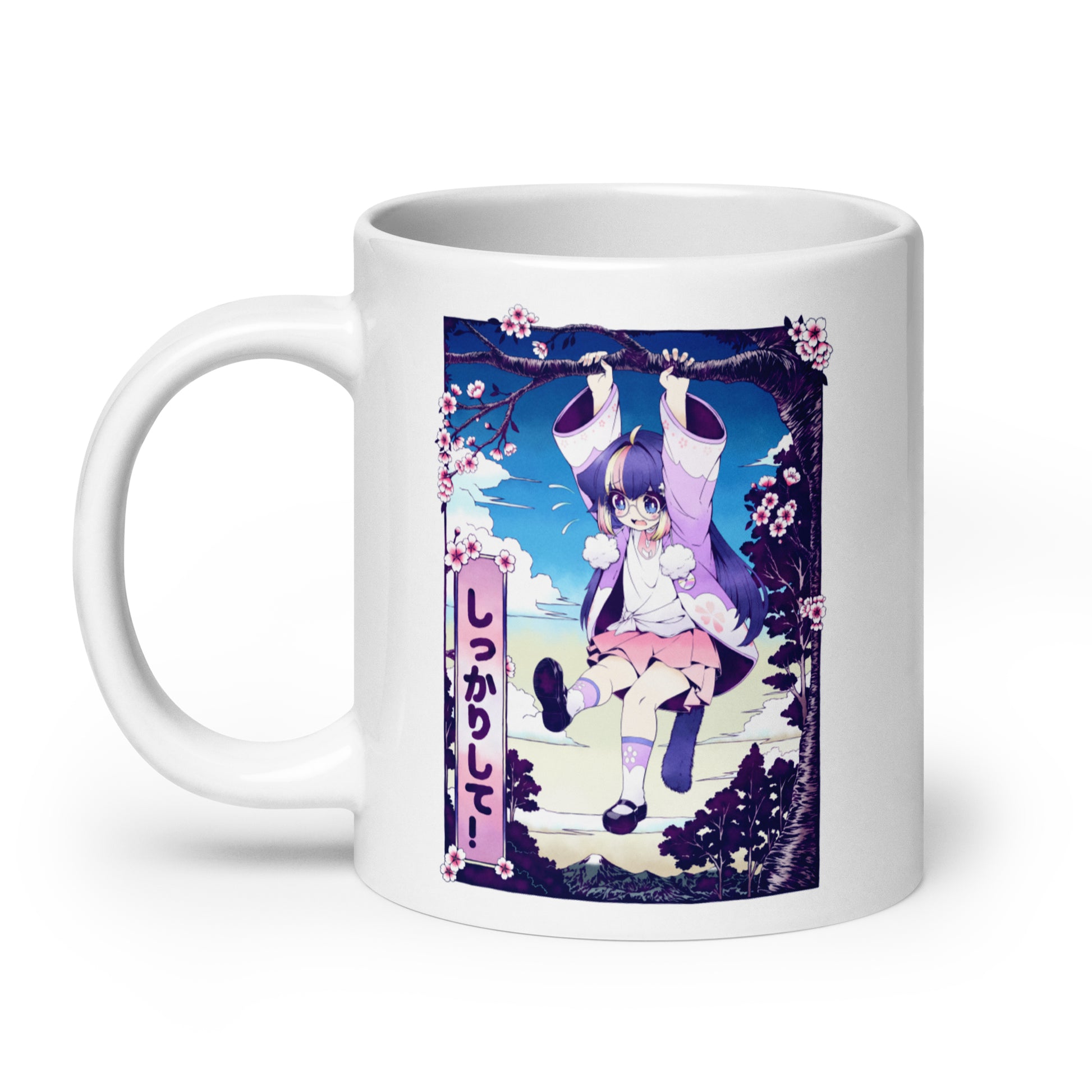 sakoneko & kinKaikii - White Mug - Hang In There & Reach for the Top - TantrumCollectibles.com