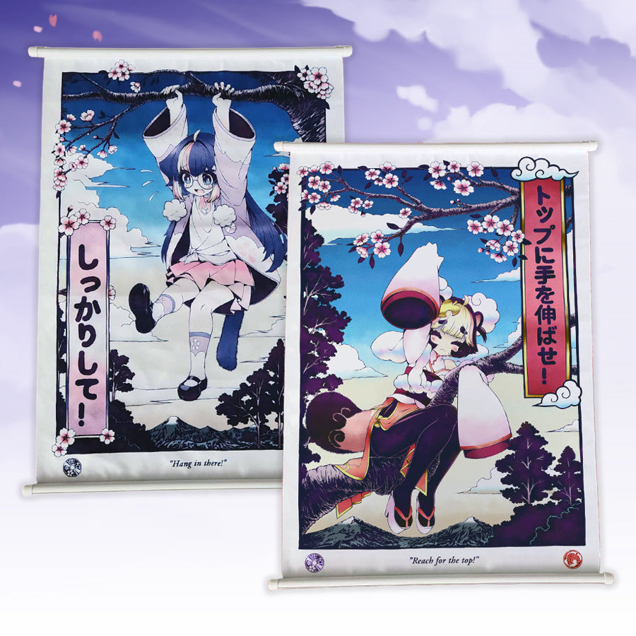 sakoneko & kinKaikii - Wall Scroll - Hang In There & Reach for the Top - TantrumCollectibles.com