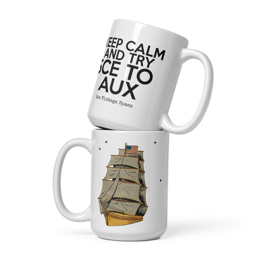 The Vintage Space - White Mug - Keep Calm & Try SCE to AUX - TantrumCollectibles.com